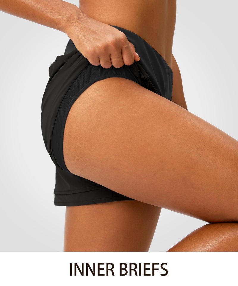 Soothfeel Women's Running Shorts High Waisted Quick-Dry 3 Inch Gym Workout Athletic Shorts for Women with Zipper Pocket(Black, L) - Image 4